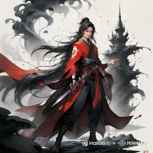 角色名称：绯影外观描述绯影是一位身着红衣的女子，她的长袍以深红色为主色调，边缘和袖口处用墨色勾勒出简洁的花纹，仿佛是水墨在宣纸上自然晕染而成。长袍的内衬是鲜亮的红色，与外袍形成深浅对比，增添了几分层次感。她的鞋子是暗红色的软靴，鞋面用黑色线条勾勒出简单的几何图案，既实用又不失美感。绯影的头发披散而下，乌黑的长发如瀑布般垂至腰间，没有经过任何梳理，显得有些凌乱，却更增添了几分不羁的气质。气质与性格绯影的气质冷漠而疏离，她的面容精致，五官立体，眉眼间透出一种高冷的气质。她的眼神深邃，仿佛藏着无尽的故事，却又从不轻易流露情感。她的举止优雅而从容，一颦一笑都带着一种拒人于千里之外的冷意，让人难以接近。背景设定绯影生活在一个古老的江湖世界中，她出身于一个神秘的门派，自幼接受严格的武学训练。她的红衣长袍是门派的传统服饰，象征着她作为门派精英的身份。然而，绯影的性格却与门派的热闹氛围格格不入，她更喜欢独自行动，游历江湖，寻找属于自己的道路。她的冷漠并非天生，而是经历了太多江湖的纷争与背叛后，逐渐筑起的心墙。技能设定绯影擅长使用剑术，她的剑法凌厉而精准，每一剑都带着一种冷冽的杀气。她的剑是一把古朴的长剑，剑身刻着神秘的符文，剑柄上缠绕着红色的丝带，与她的红衣相呼应。除了剑术，绯影还精通暗器，她的暗器藏在长袍的袖口和靴子里，可以在瞬间发动致命一击。 by Hailuo AI Video Generator