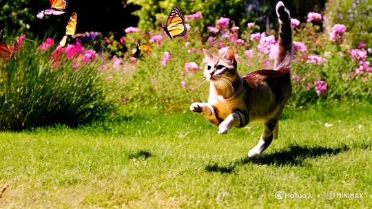我家猫猫抓蝴蝶 by Hailuo AI Video Generator