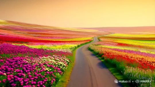 《花海骑行，邂逅荒的美景》



[画面1：清晨的阳光洒在蜿蜒的公路上，镜头缓缓推进，公路两旁是无尽的花海。]

旁白（温柔且充满期待的声音）：
“在晨曦微露的清晨，我踏上了这条通往花海的公路。空气中弥漫着淡淡的花香，仿佛在召唤着我，去探索那未知的美丽。”

---

**[画面2：镜头切换到骑自行车的你，迎着微风，骑行在花海中的公路上。]

旁白（充满活力的声音）：
“骑行在这条通往天堂的路上，我仿佛置身于一幅流动的画卷中。微风轻拂，花海翻涌，每一帧都是大自然的杰作。”

---[画面3：镜头拉近，聚焦在你脸上的微笑和眼中的喜悦。]
旁白（温暖的声音）：
“在这片花海中，我感受到了前所未有的宁静与自由。每一朵花都在诉说着自己的故事，而我，是这故事的聆听者。”
[画面4：镜头转向远处的荒山，山脚下是连绵不绝的花海，景色壮丽。]
旁白（感慨的声音）：
“遥望那远处的荒山，它静静地矗立在那里，与花海形成鲜明的对比。荒的美，是那种未经雕琢的自然之美，是那种让人心生敬畏的壮丽。”
[画面5：镜头切换到你在花海中停下自行车，闭上眼睛，深呼吸，享受着花香。]
旁白（陶醉的声音）：
“闭上眼睛，深吸一口气，花香沁人心脾。这一刻，我仿佛与大自然融为一体，所有的烦恼都烟消云散。”
[画面6：镜头拉远，你再次骑上自行车，继续你的旅程，背景是渐渐远去的花海和荒山。]**

旁白（充满希望的声音）：
“骑行在这条花海公路上，我不仅是在追寻美景，更是在追寻内心的宁静与自由。每一段旅程，都是一次心灵的洗礼。”



[画面7：镜头定格在远去的你，背景是壮丽的花海和荒山。]

旁白（总结的声音）：
“在这片花海中，我找到了属于自己的宁静与美丽。骑行，不仅仅是身体的旅行，更是心灵的旅程。”
[画面8：视频结束，出现文字：]
文字：
“花海骑行，邂逅荒的美景，感受大自然的魅力。”
[背景音乐渐渐淡出，视频结束。]



希望这份文案能帮助你创作出一部令人心旷神怡的视频！ by Hailuo AI Video Generator