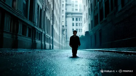 小男孩消沉的走向镜头，然后脸看着镜头，诡异的微笑，（（希区柯克镜头）） by Hailuo AI Video Generator