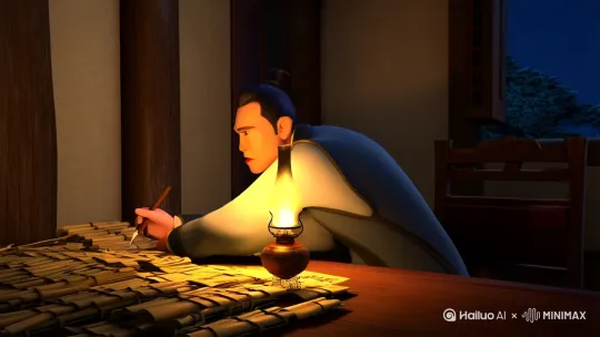 **故事一：《竹简上的月光》**  
**场景**：西汉长安陋室，油灯摇曳，扬雄伏案疾书《太玄》。学生推门而入，见满地竹简惊呼："先生学贯古今，为何耗时十年仿《周易》作此书？"  
扬雄轻抚竹简："昔者伏羲画卦，文王演《易》，今我摹其形更要传其神。"他指向窗外明月："你看月光千年未改，却永远照见不同人间。《太玄》不是复刻，是用当代文字让天道重现。"  
学生拾起散落的竹简，见"玄者幽摛万类"几字在月光下泛着墨香。画外音："文以载道"的信念，让扬雄在经学桎梏中开辟新章。"  
**主题**：文化传承需要形神兼备的创新。 by Hailuo AI Video Generator