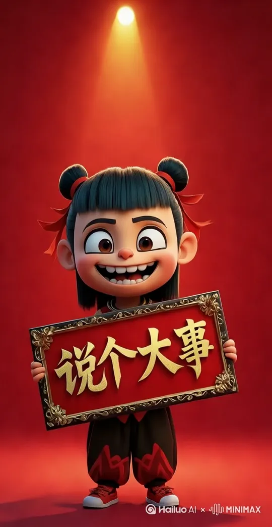 面对镜头，4k高清，近景，人物面部表情特写，人物在滔滔不绝的讲话，生动可爱，人物声音是哪吒之魔童闹海中哪吒原声，说的内容是:无锡房地产今天有大事要发声啦，大家等我消息啊! by Hailuo AI Video Generator