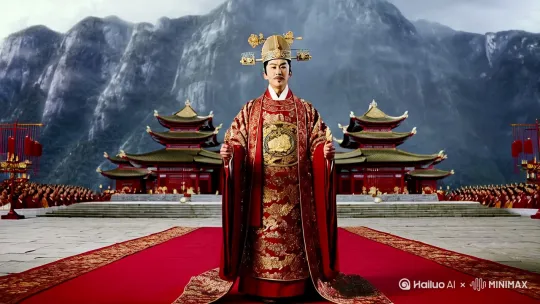 一个皇帝在泰山封禅的景象，场面要宏大，写实，超清[推进,上升] by Hailuo AI Video Generator