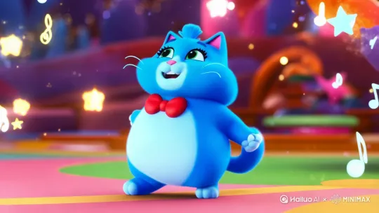 唱歌蓝色胖猫形象卡通3D by Hailuo AI Video Generator