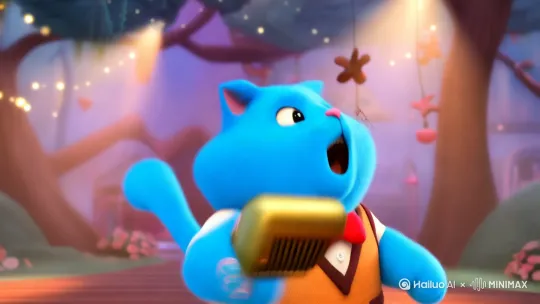 唱歌蓝色胖猫形象卡通3D by Hailuo AI Video Generator