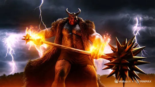 正向提示词:
Kaido from One Piece, middle-aged male, muscular dark-skinned giant with horns, dragon scales tattoo, tattered fur coat, spiked club, roaring pose with flaming aura, thunderstorm background, anime comic style, hyper-detailed shading, dynamic lighting, 8K resolution, by Eiichiro Oda and Greg Rutkowski
 
反向提示词:
low resolution, blurry, deformed hands, extra fingers, text, watermark, plastic skin, realistic photo, NSFW, peaceful scene by Hailuo AI Video Generator
