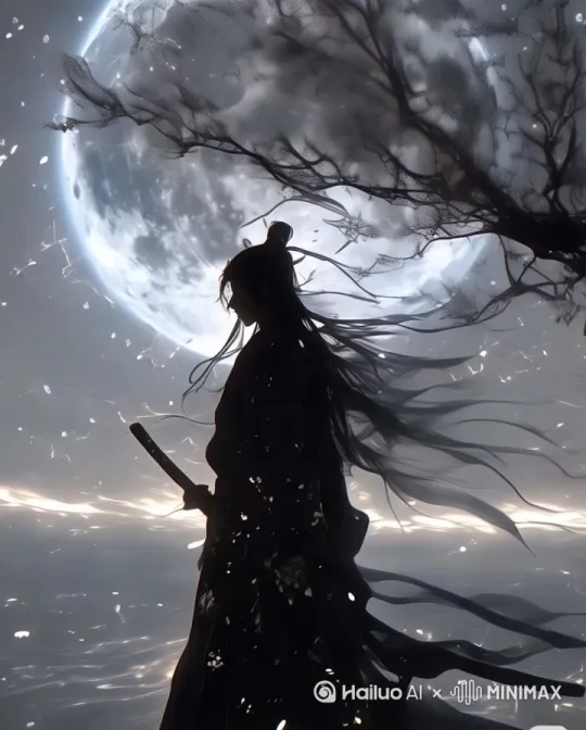 人物拔出刀，口念神咒，召唤雷霆，飞向空中 by Hailuo AI Video Generator