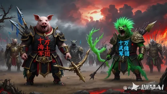 两个将军开打，两军开打 by Hailuo AI Video Generator