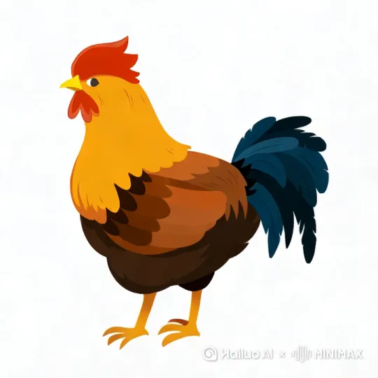 镜头缓慢向左转动，公鸡在整体随着打鸣高歌而左右摇摆[左移,右摇,跟随] by Hailuo AI Video Generator