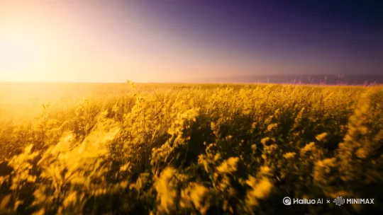 草叶行走，忧伤的光线涂满这把黄昏的平原带进夜晚 by Hailuo AI Video Generator