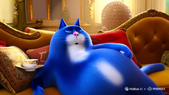 我是一只蓝色胖猫人，我整天吃的好睡的好，日子过得非常开心（惬意） by Hailuo AI Video Generator