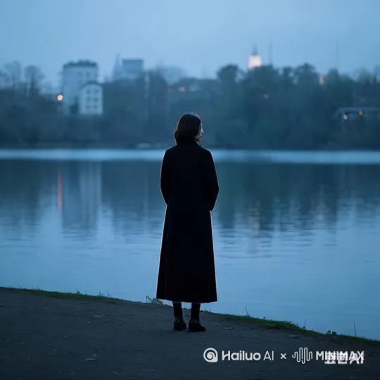 镜头移动，动态跟随，黑衣人的动作轻盈而流畅，如同一只灵动的飞鸟。脚下竟如踏实地一般，迅速地向前奔跑。她的身影在湖面上疾驰而过，溅起一串串晶莹的水花。 by Hailuo AI Video Generator