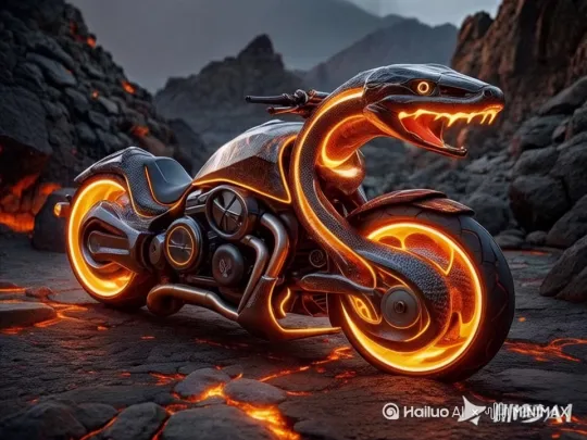 摩托车高速运动，火越来越猛 by Hailuo AI Video Generator