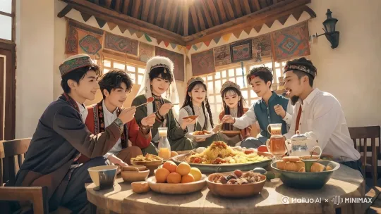 欢乐节日，热闹的场面 by Hailuo AI Video Generator