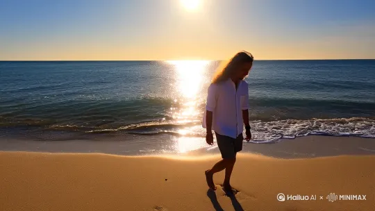 在一个阳光明媚的早晨，您站在一片宁静的海滩上。金色的阳光洒在海面上，波光粼粼，仿佛无数颗钻石在水中闪烁。海浪轻轻拍打着沙滩，发出舒缓而有节奏的声音，让人感到无比放松。

您穿着一件轻薄的白色衬衫和一条舒适的短裤，赤脚踩在细腻的沙滩上，感受着沙子的温暖和海水的清凉。微风轻轻吹拂着您的头发，带来一丝咸咸的海风。

不远处，几只海鸥在天空翱翔，时而俯冲到海面上，时而振翅高飞，发出清脆的鸣叫声。沙滩上散落着一些贝壳和海星，您可以弯腰捡起一个，仔细观察它的形状和纹理。

在您的身后，是一片郁郁葱葱的椰林，椰树的影子在沙滩上投下斑驳的图案。椰林旁边，有一张简易的躺椅，您可以随时躺下，享受这片刻的宁静与美好。

远处的海平线上，几艘小船在缓缓移动，天空中飘着几朵白云，与大海的蓝色相映成趣。整个画面充满了宁静与和谐，让人感受到大自然的美好与力量。 by Hailuo AI Video Generator
