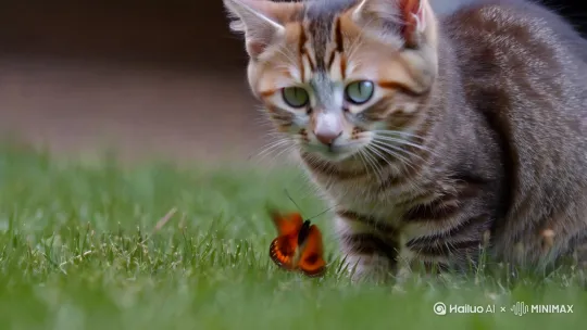 一只小猫抓蝴蝶
 by Hailuo AI Video Generator