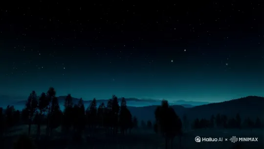 画面：深邃的夜空，星光微弱，大地笼罩在静谧的黑暗中。  
   - 细节：远处山脉轮廓隐约可见，树木静止，空气中弥漫着寒意。  [推出,上升,下摇][推出,上升,下摇]大师 电影 高清8k by Hailuo AI Video Generator