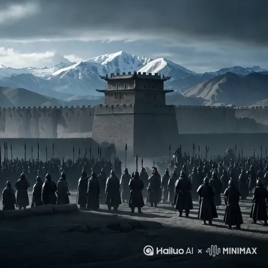 城下士兵集结准备出征 by Hailuo AI Video Generator