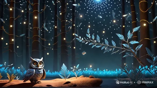 [左移,右摇,跟随]一只猫头鹰，飞起来 by Hailuo AI Video Generator