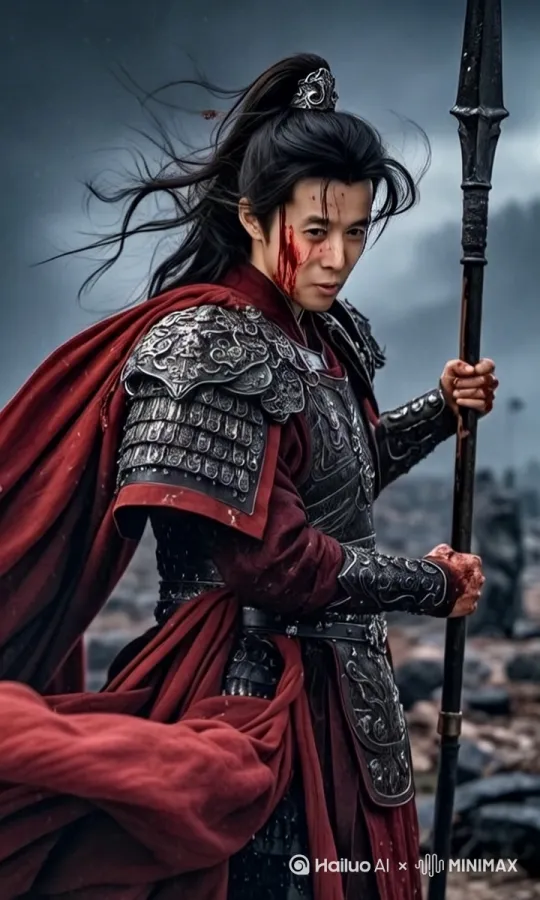 披风，头发飘动，右手紧紧地握拳抖动面部愤怒的表情仰天大叫[左移,推进,右摇] by Hailuo AI Video Generator