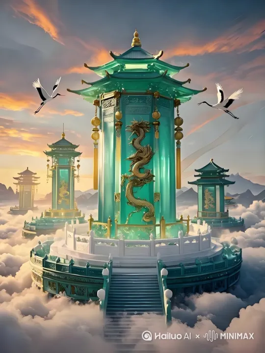 360环绕拍摄，云彩，飞鹤动起来 by Hailuo AI Video Generator