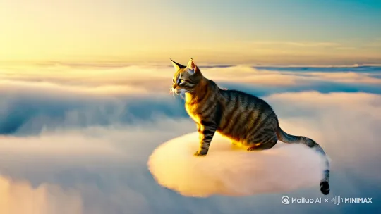 一只腾云驾雾的狸花猫 by Hailuo AI Video Generator