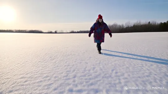 生成一个搞笑视频，一个人在雪地里滑倒，然后导致几个看热闹的人一起滑倒了。[推出,上升,下摇] by Hailuo AI Video Generator