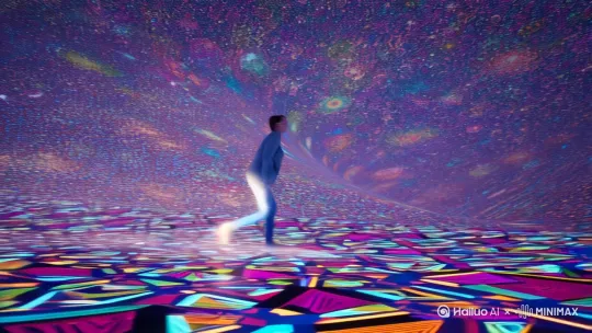 一个人在四维空间中穿行 by Hailuo AI Video Generator