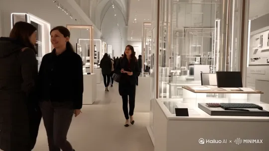 系统门窗展厅，展示国内外高端系统门窗产品，让客户体验各种门窗性能，有选择意向。 by Hailuo AI Video Generator