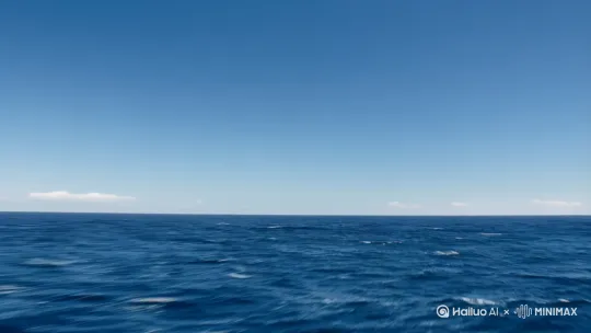广袤海洋里[变焦推进]，画面中一只超级巨大的龙在海水里探出头[右移,左摇,跟随]。龙从海洋中跃出，冲天海水汹涌，龙张开满是牙齿的大口冲向镜头[推出,上升,下摇]。写实风格。超高清。 by Hailuo AI Video Generator