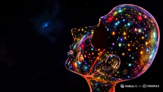 在无垠的宇宙中,一颗奇异的头颅悬浮着,似要撑破这片无尽虚空。
它的皮肤是由无数闪烁的星芒交织而成,每一点星光都蕴含着独特的幻想。眼眸之处,不再是普通的眼珠,而是两个深邃的黑洞,源源不断地吸纳着宇宙中所有的知识与想象,却永不填满。黑洞的边缘,数据和符号如流光般飞速旋转,那是对宇宙真理的推算和对未知领域的臆想。
头颅的头发是扭曲的时间线,它们互相缠绕、交错,时而延伸至遥远的过去,时而穿梭到模糊的未来,每一根发丝中都承载着无数可能发生或已经发生的故事。这些故事从古老文明的兴衰,到未来世界的奇异冒险,从微观粒子的奇妙运动,到宏观宇宙的神秘演化,无所不包。
张开的嘴巴里,没有牙齿和舌头,取而代之的是不断膨胀与收缩的虫洞。虫洞向外喷射出各种奇景:有会飞翔的城市,它们的建筑如巨大的飞鸟,在星际间自由翱翔;有液态金属构成的生命,它们能随意变换形态,穿梭于物质与能量之间;还有可以吞噬星球的巨大怪兽,它的每一次呼吸都能引发星系的动荡。
而在头颅的内部,更是一个奇幻的宇宙。大脑的沟壑里,流淌着思想的洪流,每一道波纹都是一个全新的幻想。这里有能与万物交流的精灵,它们栖息在每一个星球的角落;有时间与空间错乱的迷宫,进入其中便会迷失在无尽的可能之中;还有用意识创造物质的神秘力量,一念之间,星辰诞生,一念之间,宇宙毁灭 。 by Hailuo AI Video Generator