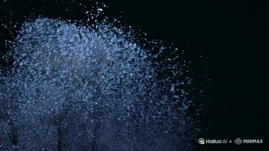在一个安静的夜晚狂风大起，雪花飞舞 by Hailuo AI Video Generator