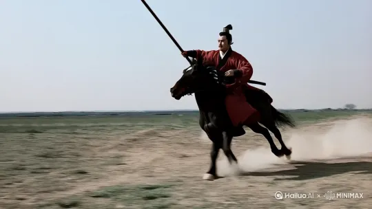 《少年将军霍去病》抖音视频脚本
时长：15秒
音乐：史诗感鼓点+BGM（如《Hero's Theme》片段）
 
镜头1（2秒）：
画面：霍去病骑马奔腾，战袍猎猎作响，手持长戟直指前方。
字幕：17岁封冠军侯
音效：马蹄声+战鼓轰鸣
 
镜头2（3秒）：
画面：快速剪辑河西之战场景（骑兵冲锋、敌人溃败、旗帜翻飞）。
字幕：6天转战5国，歼敌10万
音效：刀剑碰撞声+呐喊声
 
镜头3（2秒）：
画面：霍去病单膝跪地，手捧汉武帝赏赐的美酒，仰望星空。
字幕：匈奴未灭，何以家为
音效：笛声悠扬
 
镜头4（3秒）：
画面：封狼居胥山全景，汉军举火庆祝胜利，霍去病仰天长啸。
字幕：21岁饮马瀚海，封狼居胥
音效：欢呼声+战号声
 
镜头5（2秒）：
画面：霍去病病逝前的背影，战袍褪色，天地苍茫。
字幕：24岁陨落，谥景桓侯
音效：哀乐渐起
 
结尾（3秒）：
画面：现代少年在博物馆驻足，凝视霍去病画像。
字幕：少年热血，千古流芳
音效：音乐高潮+字幕弹出声 by Hailuo AI Video Generator