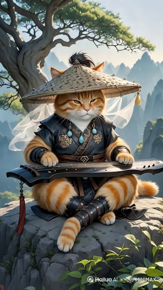 橘猫弹琴 by Hailuo AI Video Generator
