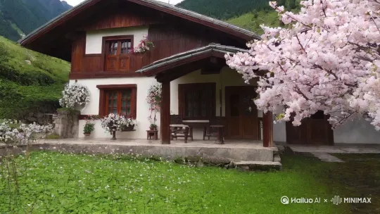梨花，山村，院落 by Hailuo AI Video Generator
