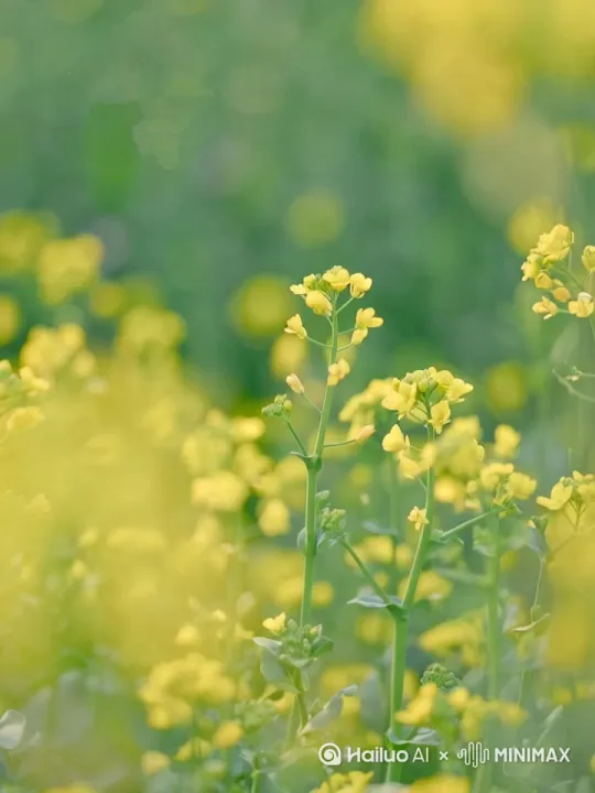 图中油菜花随着清风微微摇动，镜头慢慢拉远[拉远] by Hailuo AI Video Generator