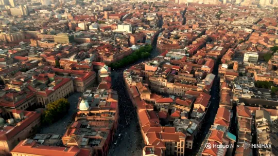 老北京鸟瞰无人机航拍效果，展现城市特色[推进,上升] by Hailuo AI Video Generator