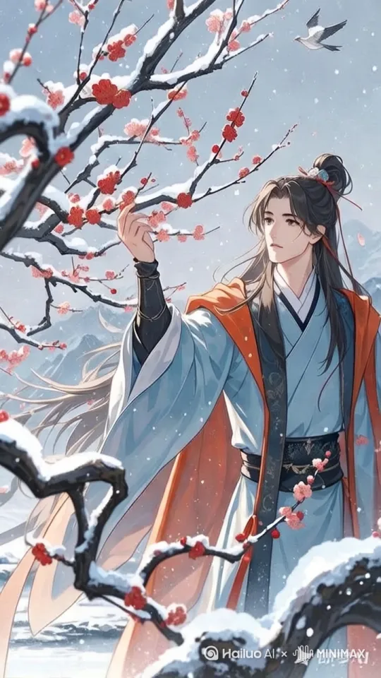 衣服飘动人仰望天空。左移推进上升 by Hailuo AI Video Generator