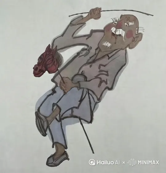 老人和胯下的马史诗般暴力打斗场面，马来了个托马斯回旋，直接不停击打老人，老人连环出腿和陀螺转动，带起阵阵尘土，以太极拳以柔克刚转圈游走，镜头限随图片中的人拳打脚踢。快速暴力动作片，生死战，电影级，拳打脚踢动作非常快速，人物打出幻影。 by Hailuo AI Video Generator
