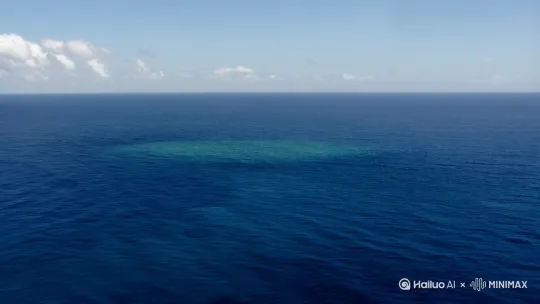广袤海洋里[变焦推进]，画面中一只超级巨大的外星人飞碟在海水里探出头[右移,左摇,跟随]。飞碟从海洋中跃出，冲天海水汹涌，飞碟打开武器开关冲向镜头[推出,上升,下摇]。写实风格。超高清8k。 by Hailuo AI Video Generator