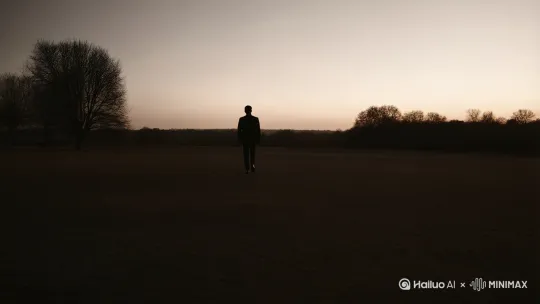 在月光的照耀下，一个男人从远到近 by Hailuo AI Video Generator