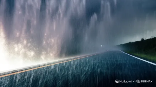 [场景1：暴雨中的高速公路]
- 画面开始，暴雨倾盆而下，镜头缓慢推进。
- 远处一辆桑塔纳高速驶来，背景逐渐虚化。

[场景2：车辆特写]
- 镜头切换到车辆特写，车轮溅起水花，车灯穿透雨幕。
- 相机跟随车辆运动，保持特写。

[场景3：激情飙车]
- 车辆在高速公路上高速行驶，镜头快速切换，展示车辆的不同角度。
- 背景中的其他车辆快速掠过，形成虚化效果。

[场景4：结束]
- 车辆驶向远方，镜头拉远，暴雨中的高速公路逐渐模糊。[跟随] by Hailuo AI Video Generator
