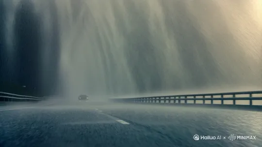 [场景1：暴雨中的高速公路]
- 画面开始，暴雨倾盆而下，镜头缓慢推进。
- 远处一辆桑塔纳高速驶来，背景逐渐虚化。

[场景2：车辆特写]
- 镜头切换到车辆特写，车轮溅起水花，车灯穿透雨幕。
- 相机跟随车辆运动，保持特写。

[场景3：激情飙车]
- 车辆在高速公路上高速行驶，镜头快速切换，展示车辆的不同角度。
- 背景中的其他车辆快速掠过，形成虚化效果。

[场景4：结束]
- 车辆驶向远方，镜头拉远，暴雨中的高速公路逐渐模糊。[跟随] by Hailuo AI Video Generator