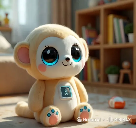 儿童陪伴玩具小孩子在书桌上淘气运动起来 by Hailuo AI Video Generator