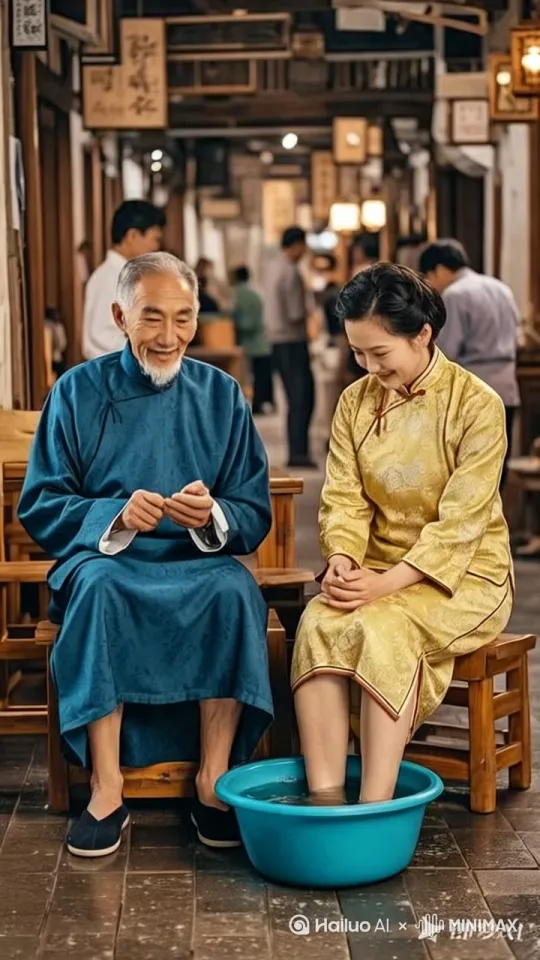 图片中的人物，洗脚的时候，两人打了起来，拳打脚踢的，摔倒，翻跟头，打滚，夸张神奇莫测，镜头跟随人物 by Hailuo AI Video Generator