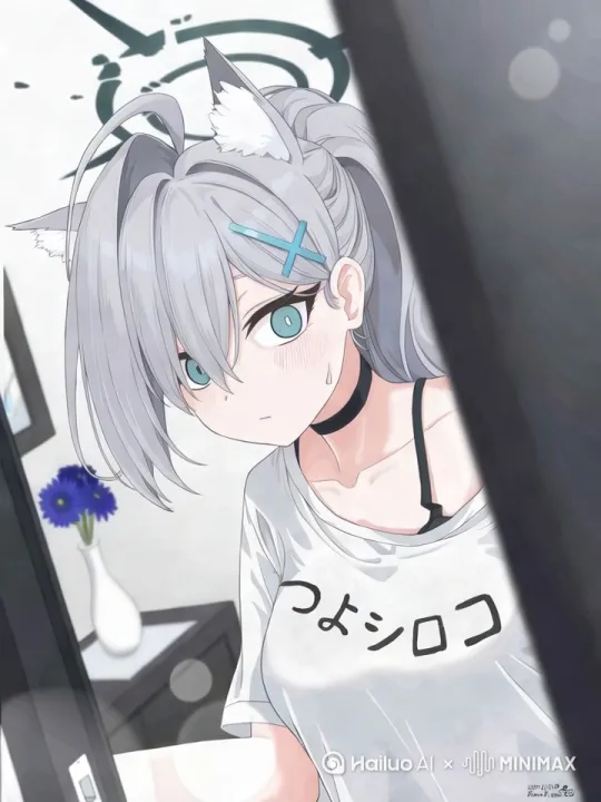 眨眼睛，头发飘动 by Hailuo AI Video Generator