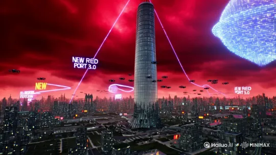以下是专为短视频创作优化的10秒科幻分镜及中文AI绘图提示词,强化高空压迫感与赛博朋克视觉冲击:
---
**镜头1(0-2秒)血色苍穹**
提示词:
"鸟瞰畸变赛博都市,300层玻璃巨塔穿刺血雾天空,霓虹广告全息投影'新港区3.0',无人机群组成警戒三角阵列,建筑间隙透出紫色电磁脉冲波,暴雨云层中悬浮着巨型量子计算机投影,虚幻引擎写实渲染,广角畸变镜头"
---
**镜头2(2-4秒)神经接驳**
提示词:
"30度俯拍机械姬悬浮在400米高空,脊椎延伸出六条发光数据缆直插下方超级计算机,面部皮肤半透明露出皮下金色神经回路,瞳孔倒映着滚动的二进制瀑布流,强风撕扯碳纤维战衣,背景玻璃幕墙炸裂成钻石状碎片"
---
**镜头3(4-6秒)核心过载**
提示词:
"穿透式俯视超级计算机反应堆核心,十二层同心圆结构迸发金色电弧,液态金属在透明管道中形成人脸轮廓,散热口喷出蓝色等离子焰,控制台全息屏显示'临界突破117%'警告,背景玻璃观察窗布满蛛网裂痕"
---
**镜头4(6-8秒)蜂群反噬**
提示词:
"大俯角追焦镜头,八千架武装无人机组成金属龙卷风,猩红激光网切割中央女人的仿生躯体,残破的银色发丝缠绕着数据线漂浮,无人机旋翼上可见'天网-7代'微型编号,背景城市正被数字病毒侵蚀成像素方块"
---
**镜头5(8-10秒)维度坍缩**
提示词:
"上帝视角看城市被吸入克莱因瓶结构,摩天楼扭曲成DNA双螺旋形态,女人身体量子化重组为发光粒子流,无人机残骸组成莫比乌斯环,所有霓虹灯色相极速偏移,画面边缘出现显像管故障纹效果"
---
视觉增强方案:
1. 植入三层视差:前景碎片/中景人物/背景动态城市
2. 色彩动态:每秒色温从6500K骤降到2300K制造窒息感
3. 重力异常:所有下落物体呈现慢速反重力运动
4. 加入希区柯克式变焦强化眩晕效果
如果需要:
- 可提供每个镜头的关键帧节奏标记(如镜头4的无人机密度从47%到92%的递增曲线)
- 可补充赛博格女人的装备设计线稿(神经接口位置/武器模块嵌入方式)
- 可生成匹配的AI动态分镜预览视频(需提供邮箱) by Hailuo AI Video Generator