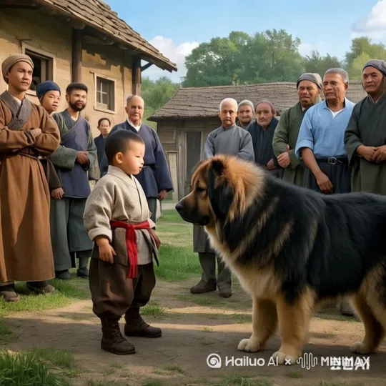 镜头移动，动态跟随，展现人和犬史诗般的激烈打斗场面，人和犬正在进行惊心动魄的中国功夫对决。人物右脚轻点地面，身体如旋风般旋转，左腿高高抬起，以一记凌厉的侧踢将恶犬踢翻在地。 by Hailuo AI Video Generator