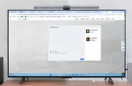镜头拉远，一双手在键盘上不断的敲击，屏幕上面的对话框内出现一条条消息，镜头继续后啦，出现一个穿着T恤和牛仔裤的，梳着短发的中国男人，背影。 by Hailuo AI Video Generator