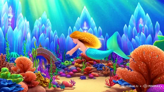 小美人鱼露露

在深深的海底，有一座美丽的水晶宫殿，里面住着小美人鱼露露和她的家人们。露露有一头长长的金色卷发，还有一条闪耀着五彩光芒的鱼尾，她最爱在珊瑚丛中穿梭玩耍。
有一天，露露浮出海面，正好碰上了一艘豪华的大船。船上正举办热闹的舞会，欢声笑语不断。露露好奇地张望，突然，狂风大作，巨浪打翻了大船。一位年轻的王子掉进海里，危在旦夕。
露露赶紧游过去，拼尽全力将王子拖到了沙滩上。她守在旁边，直到确定王子安全，才不舍地回到海里。
从那以后，露露常常想念王子，渴望能和他在一起。她听说海巫有一种神奇的药水，喝了可以拥有双腿。于是，露露找到了海巫，用甜美的声音换来了药水。
喝下药水的露露剧痛难忍，长出了双腿。她来到王子的宫殿，王子却误以为是邻国公主救了他。露露无法说话解释，只能默默忍受着误解。
后来，王子要和邻国公主结婚。婚礼当晚，姐姐们给了露露一把匕首，只要她刺向王子，让鲜血滴在自己的双腿上，就能变回美人鱼回到海底。
露露看着熟睡的王子，怎么也下不了手。她轻轻把匕首扔到一边，自己跳进了海里。就在她以为生命要结束时，一群善良的海豚出现，将她托起，原来她的善良感动了海洋女神，女神赐予她永恒的生命，还能在海陆自由穿梭，从此，露露偶尔能以人形去看望王子，也能回到海底和家人团聚 ，过上了幸福的生活。 by Hailuo AI Video Generator
